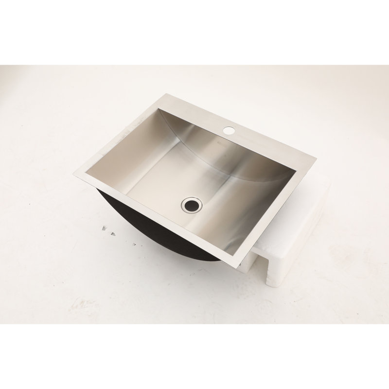 Lavabo de salle de bain encastré en nickel brossé 21 po x 17 po - Facile à nettoyer, vasque rectangulaire en acier inoxydable de 21 po x 17 po, installation au-dessus du comptoir