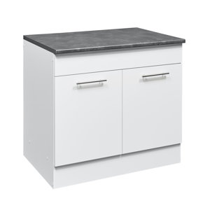 BBK Silver 90cmH x 100cmW x 60cmD Particleboard Ready-to-Assemble Sink Base Cabinet