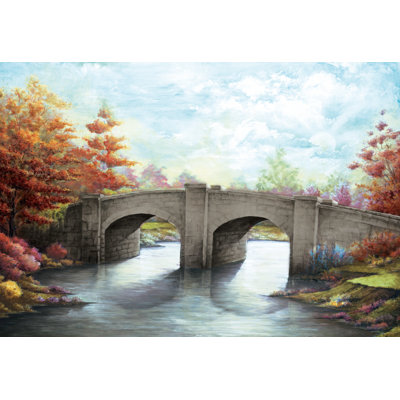 Autumn Bridge - Wrapped Canvas Painting