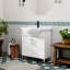 Dessus de meuble-lavabo de salle de bain 30 "en céramique de style européen moderne avec robinet et drain escamotable, dosseret inclus