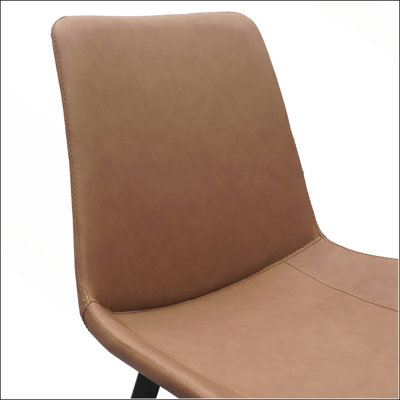 Brown PU Leather Dining Chair with Metal Legs(Set of 2)