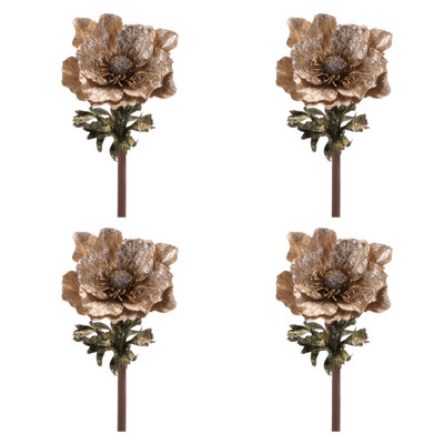 Metallic Hydrangea Flower Stem (Set of 4)