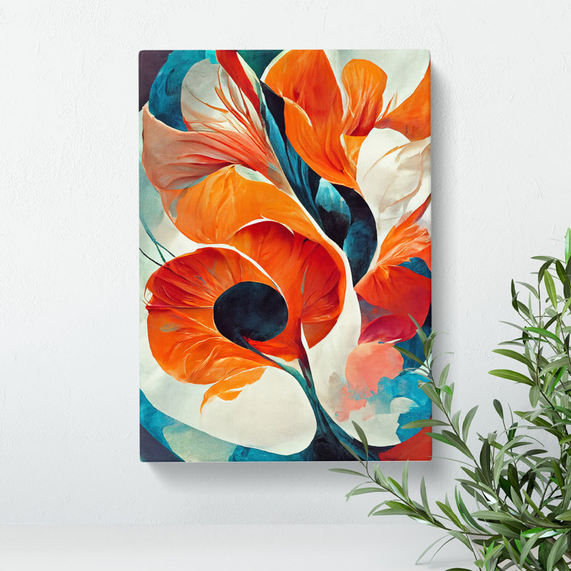 Abstract Flowers Modern No.1 - Wrapped Canvas, 50cm H x 35cm W x 3cm D