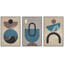 " Geometric Art Deco Blue Grey Polygon Collage Nature Abstract Modern Art Boho Decor Colourful " 3 - Pieces-98696519-98696518