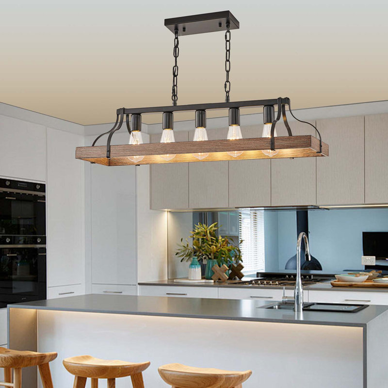 Luminaire suspendu moderne et élégant (ampoule non incluse), Noyer