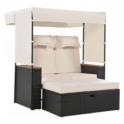 2-Piece Outdoor Rattan Daybed