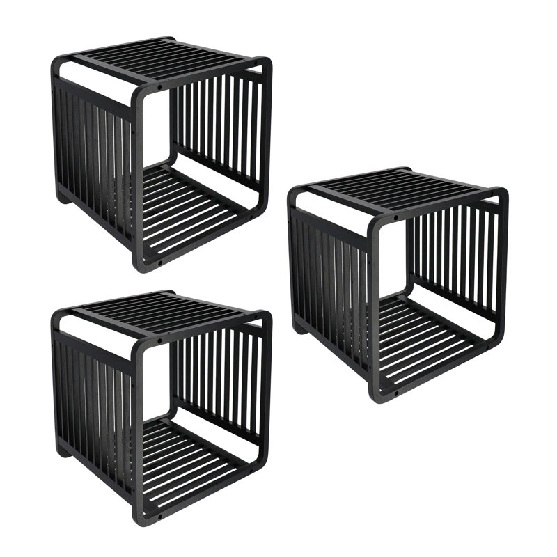 Smart Kube Bamboo Cube Storage, 13" Stackable Shelf Organizer, Black