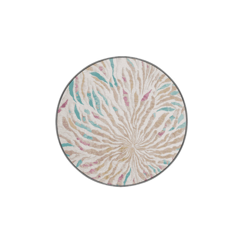 Machine Washable Gray Area Rug, Round 7'