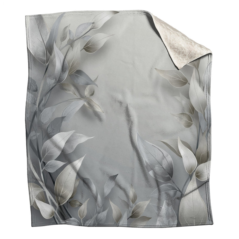 Silver Leaf Botanical Blankets, 50in W x 60in H