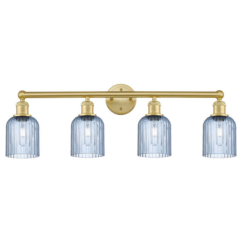 Fiennes 4 - Light Dimmable Vanity Light, Satin Gold, Blue