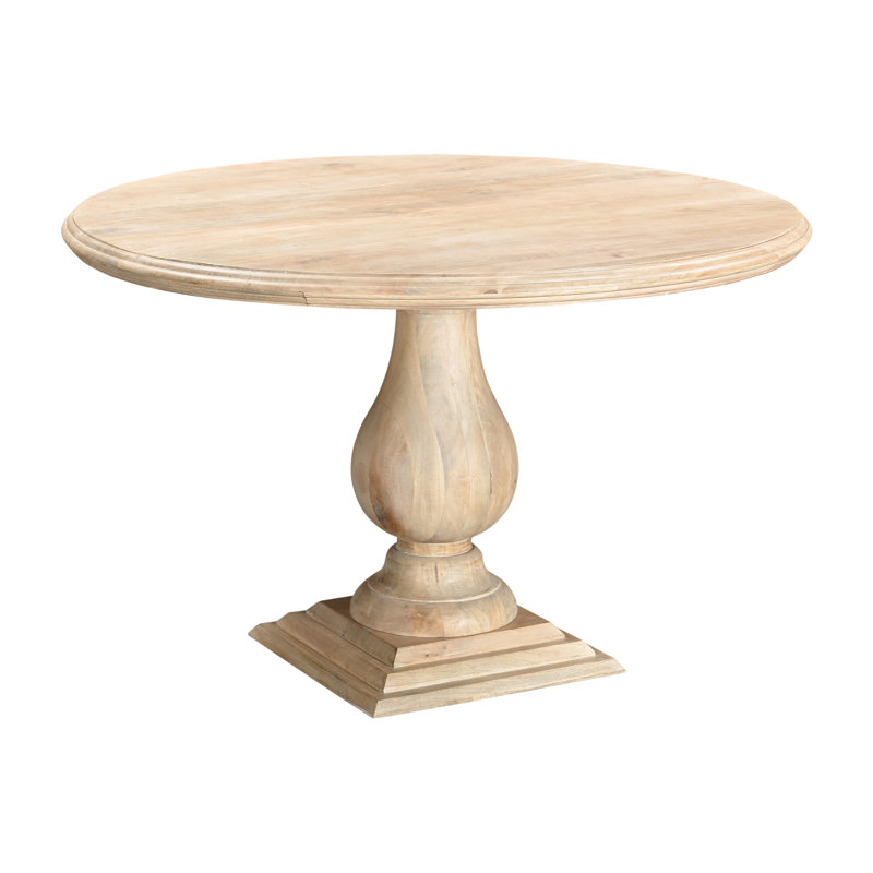 Josiane 4 - Person Solid Wood Top Pedestal Dining Set, Natural
