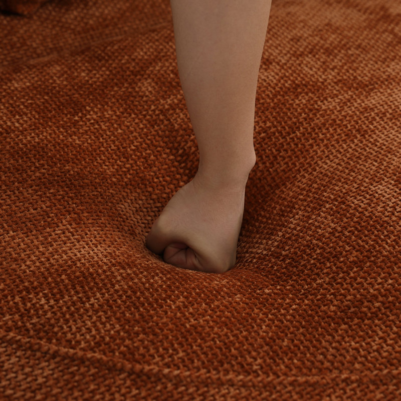 Méridienne surdimensionnée 59,5 po avec housse de baril avec repose-pieds et rangement Crescent, Chenille orange brûlé