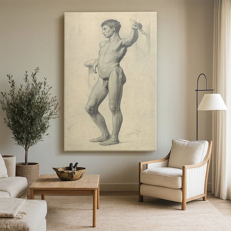 Homme nu debout debout sur toile tendue par Gustav Klimt, 32 x 48