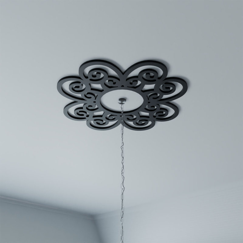 Médaillon de plafond 28 po x 28 po x P 9 5/8 po x P 3/4 po Cohen, H 22 po x l 22 po x P 0,75 po, Noir
