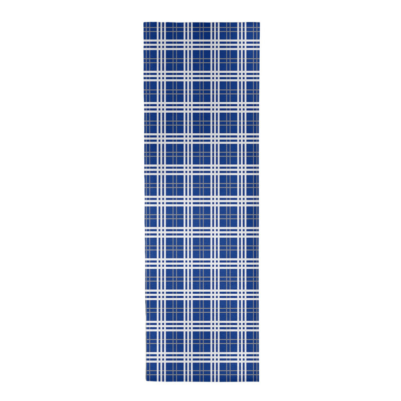 Tapis à carreaux bleu, Rond 5 pi