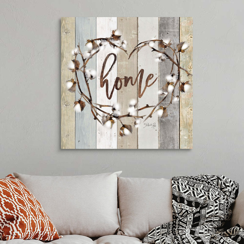 Reproduction d’art textuel sur toile, "maison en coton" par Marla Rae, Toile tendue, H 36 po x l 36 po x P 1,25 po