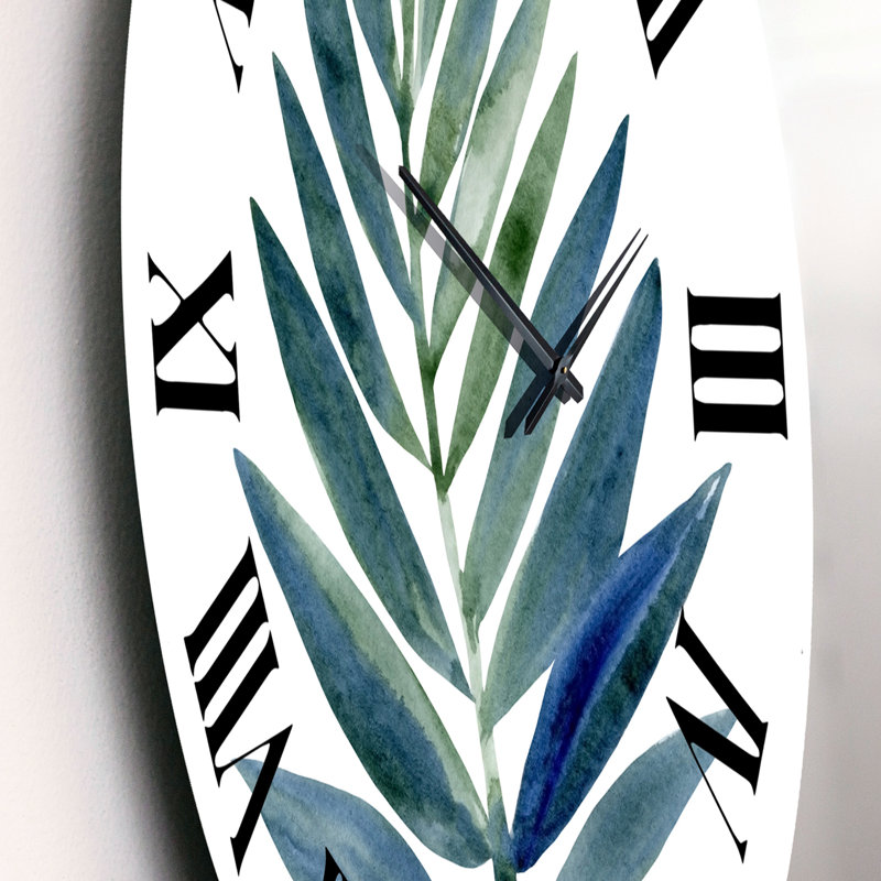 Tropical Green Leaf - horloge murale maison de campagne, Moyen