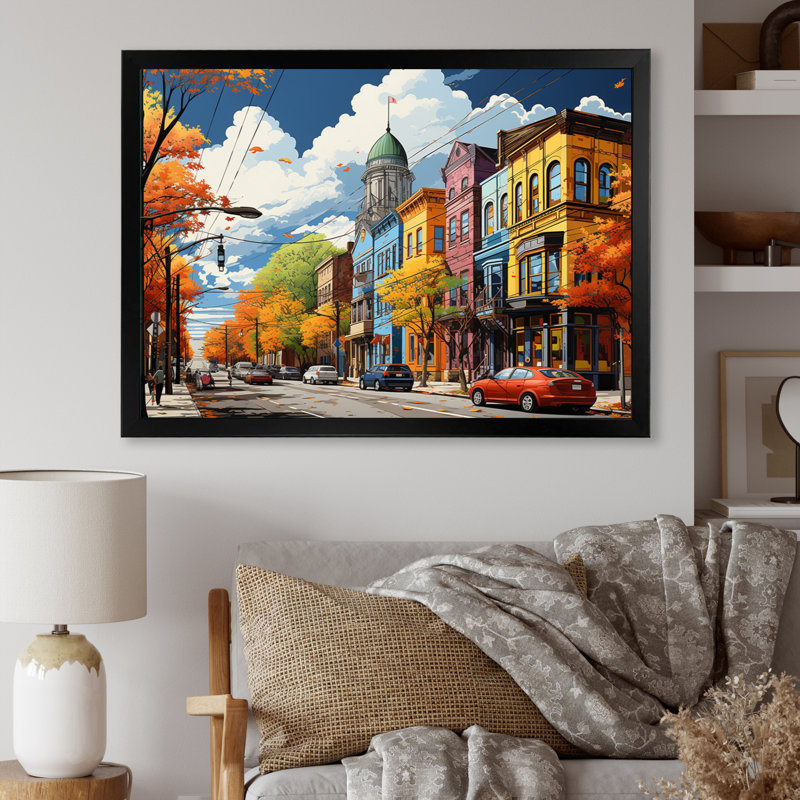Yellow Coral City St. Louis City, reproduction d'art sur toile, Cadre naturel flottant, H 34 po x l 44 po x P 1,5 po