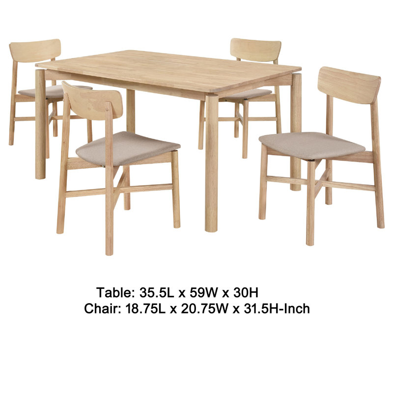 Ensemble de table de salle à manger Rida, Blanchies, 5