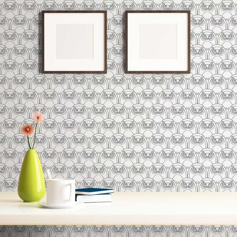 Panneau de papier peint adhésif Yuliya Owl, L 102 po x l 24 po