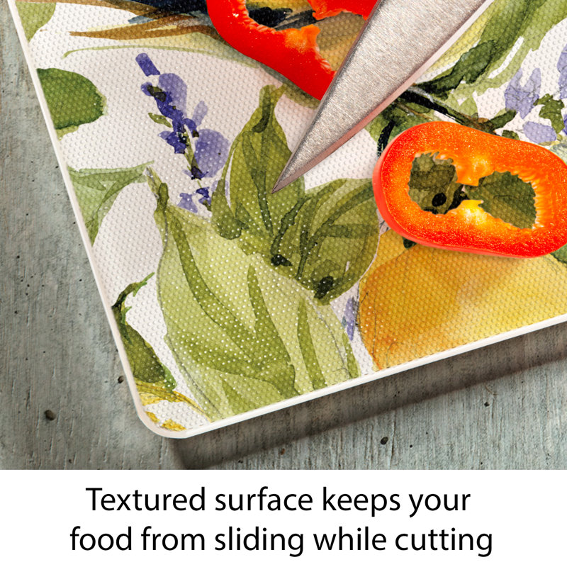Watercolor Lemons Tempered Glass Cutting Board with Non-Slip Feet