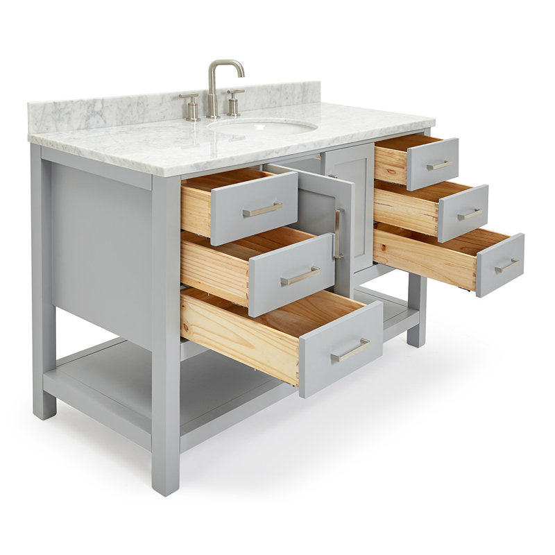 Magnolia Bath Vanity Rectangular Basin S061SCW2R, Gray, Oval, 55"