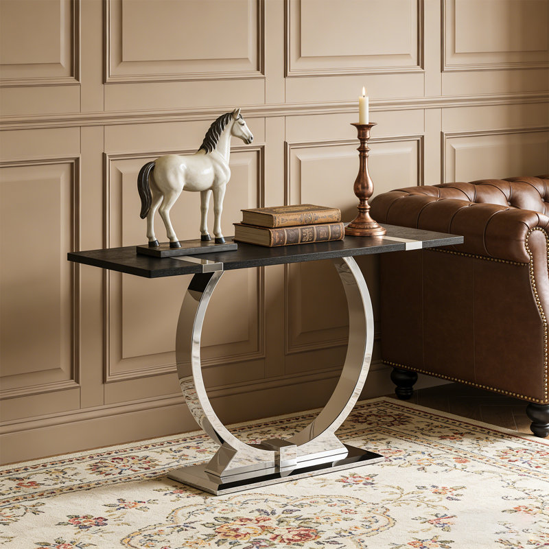 Console en verre, Black, Argent argent
