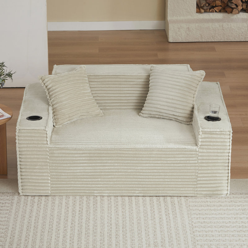 Canapé 2 places, aucun assemblage requis, Camel Fabric