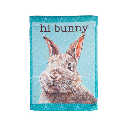 Drapeau de jardin en polyester 18 x 13 po Hi Bye Bunny