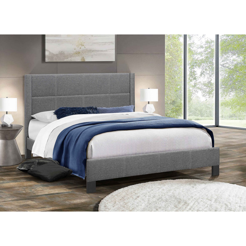 Lit plateforme tapissier Allyria, Grand, Gris foncé