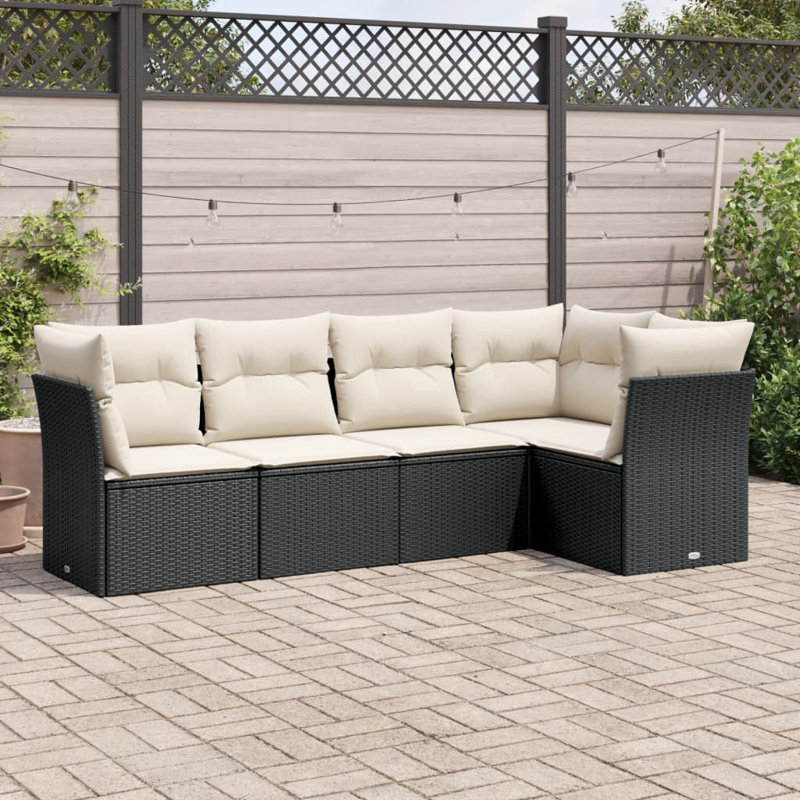 Ensemble de canapé de jardin Vidaxl noir, blanc crème