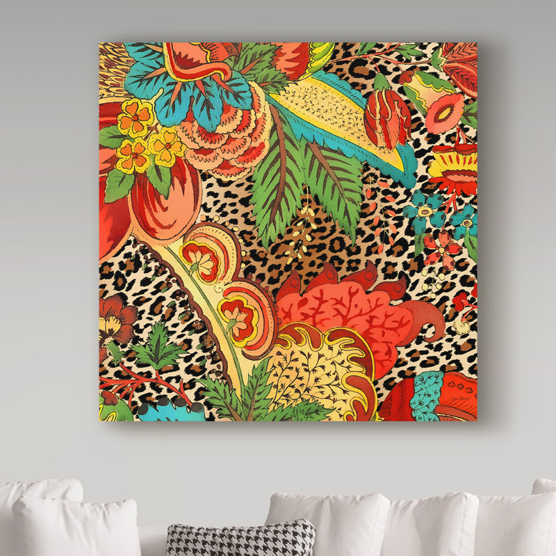 Deagen «Floral Leopard 1», impression sur toile tendue, H 14 po x l 14 po x P 2 po