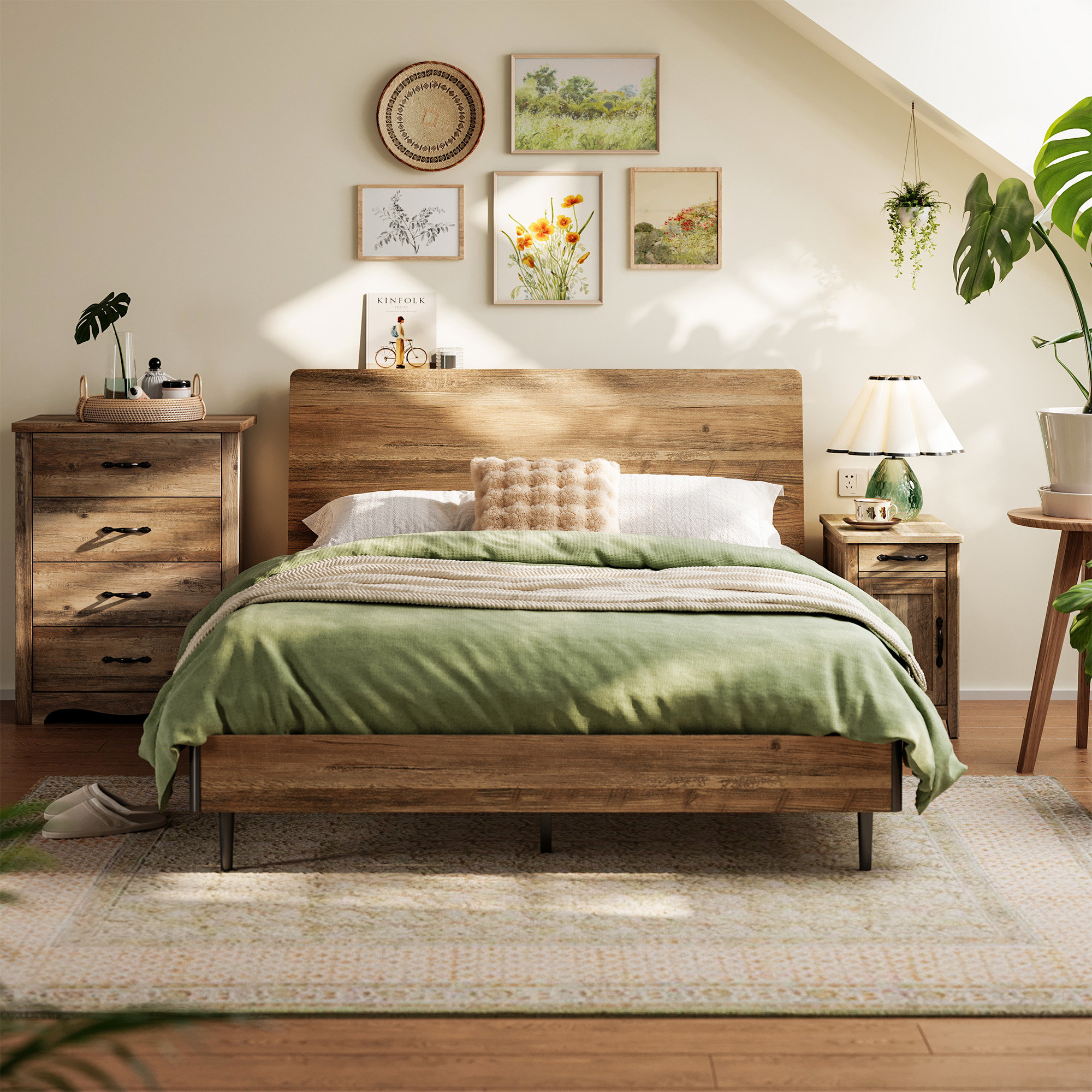 Millwood Pines Bed Frame with Storage Shelf | Wayfair