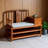 Brown Solid Wood Double-layer Shelf Entryway Bench