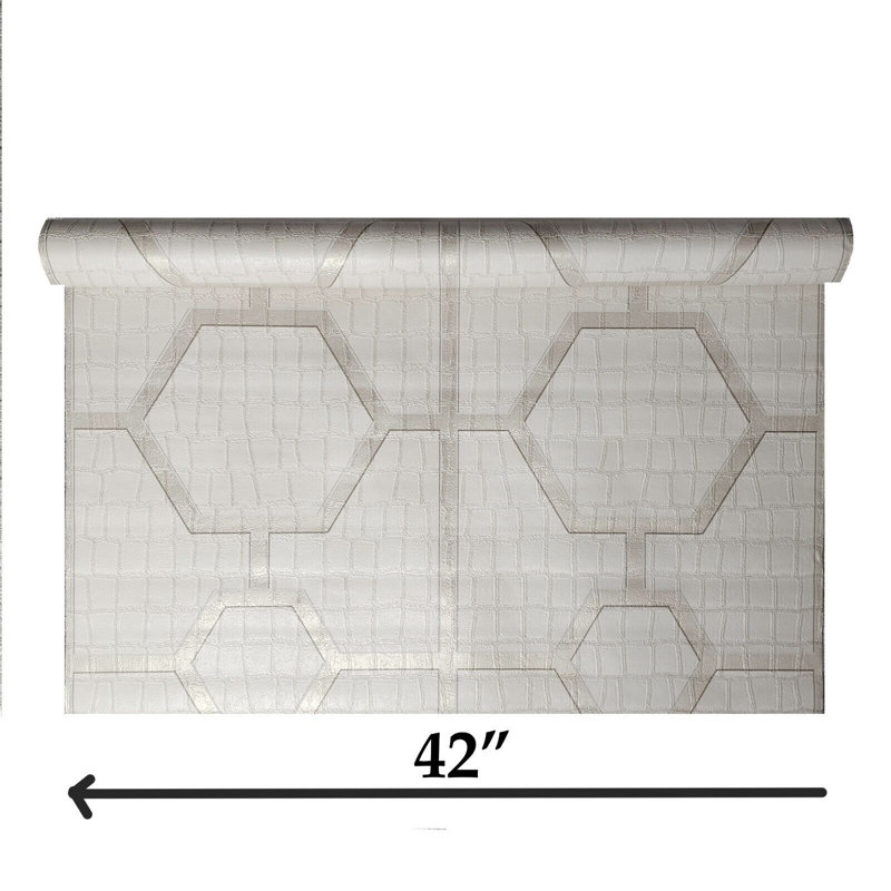 Alligator texturé à motif de treillis géométrique ivoire Geo