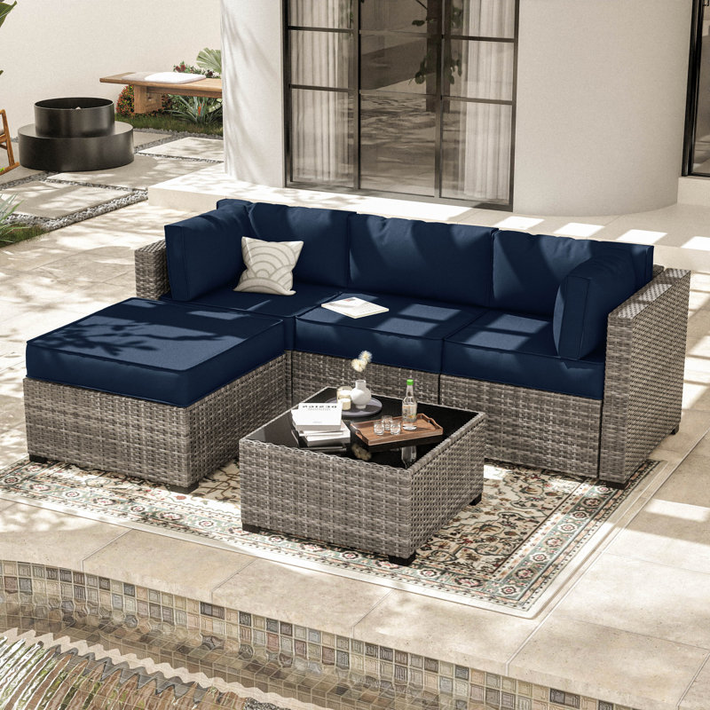 Ensemble de housse de coussin d'extérieur 9 pièces pour coussins d'extérieur et housses de patio 3 "Cartert, Marine
