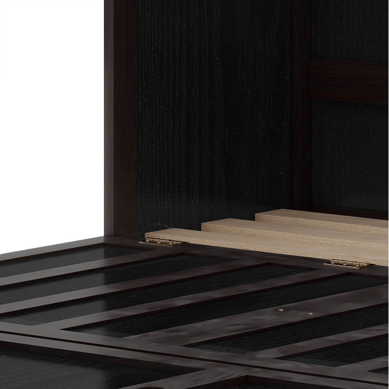 Wyncote Queen Size Murphy Bed, Solid Wood Murphy Bed Frame With USB Port And A Large Drawer, Espresso