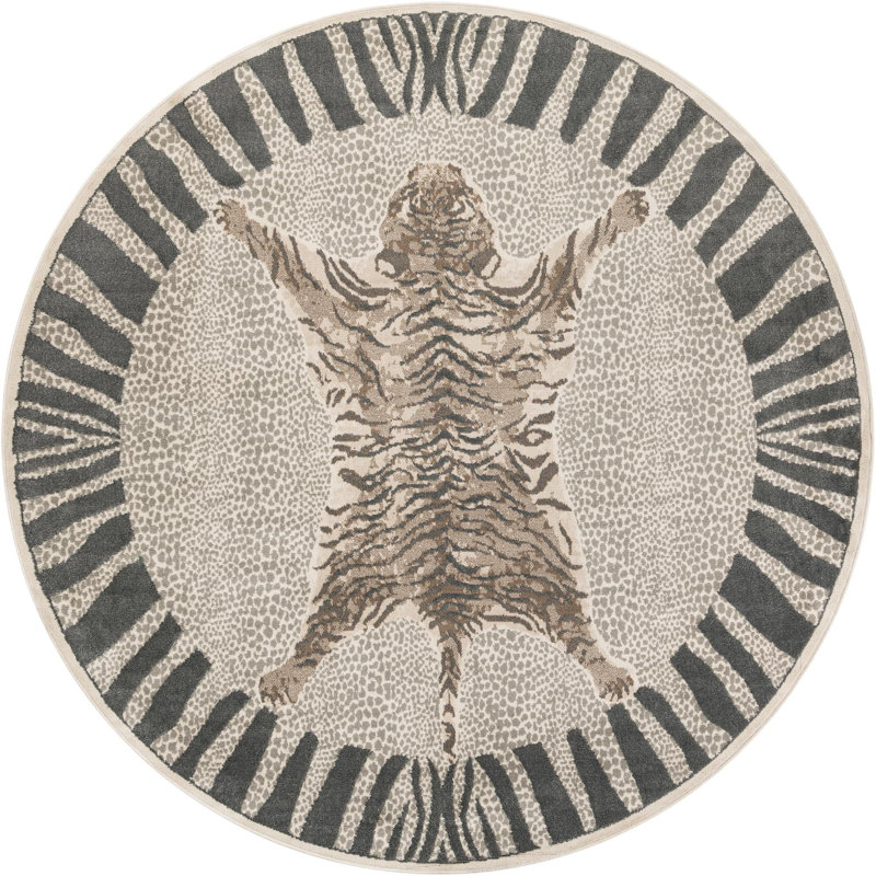  Tigres Wildlife Rug, Round 10'