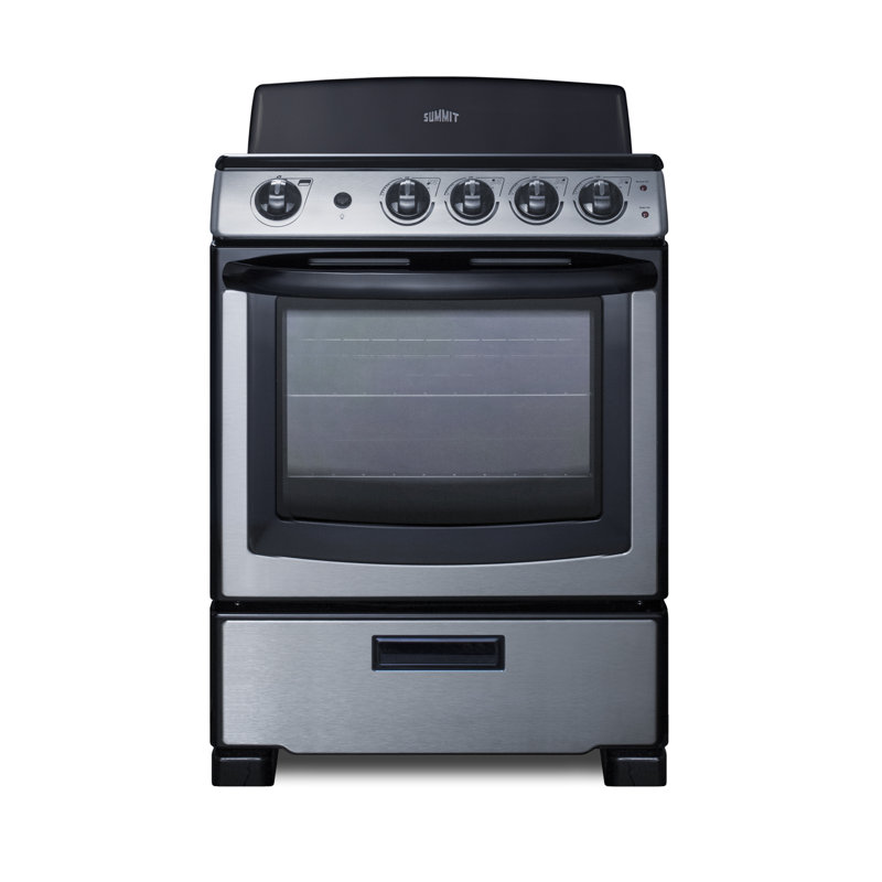 Summit Appliance 24" Wide Electric Coil Range, Stainless Steel/Black