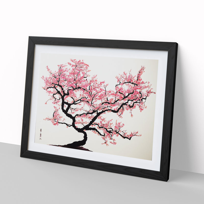 Adorable Cherry Blossom Tree - Single Picture Frame Print, Black, 46cm H x 64cm W x 2cm D