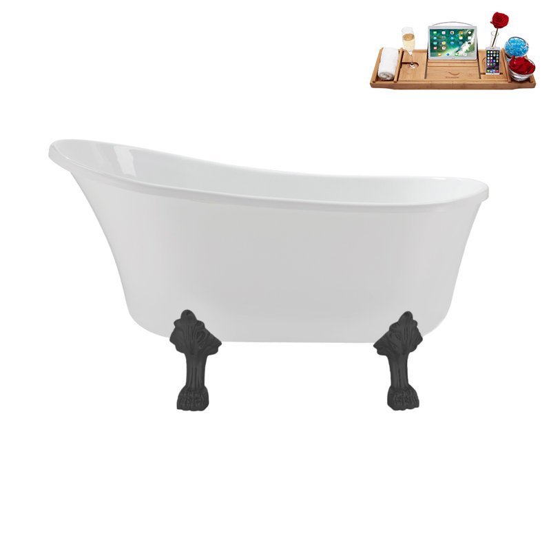 51.2'' x 25.6'' Soaking Acrylic Bathtub, Brushed Gun Metal, Matte Pink