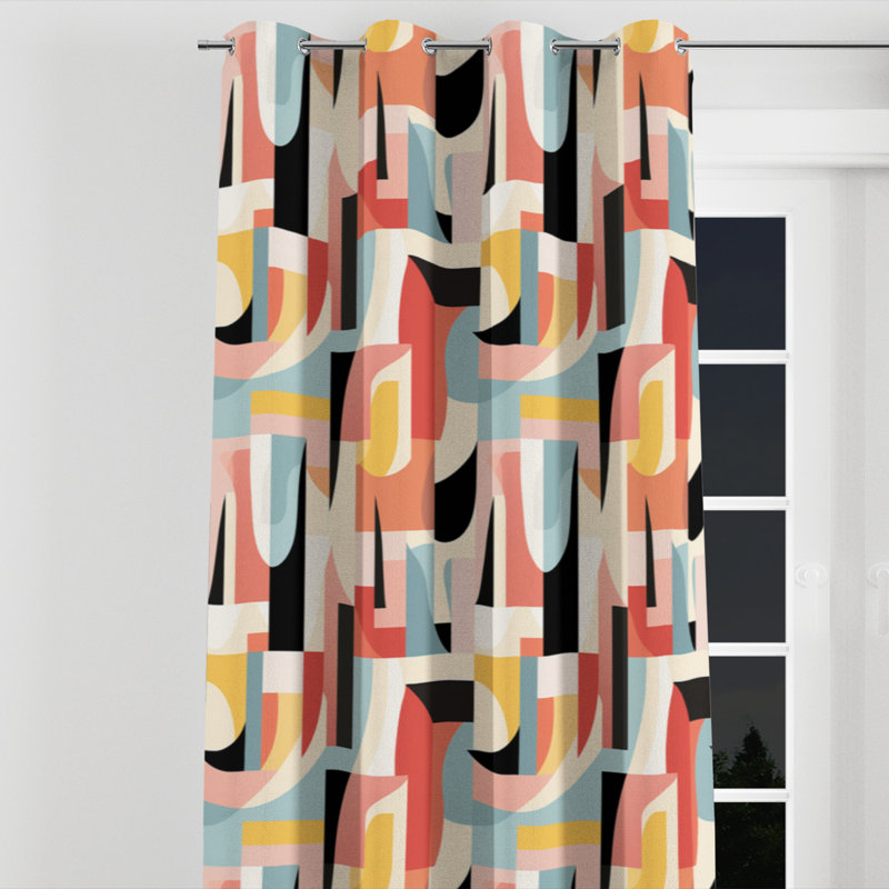 Contemporary Canvas II - Rideau à œillets rayé - Velours obscurcissant - 1 panneau, L 52 po x L 108 po, Œillets argentés