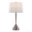 Lampe de table en métal nickel brossé avec abat-jour en lin blanc - ensemble de 2