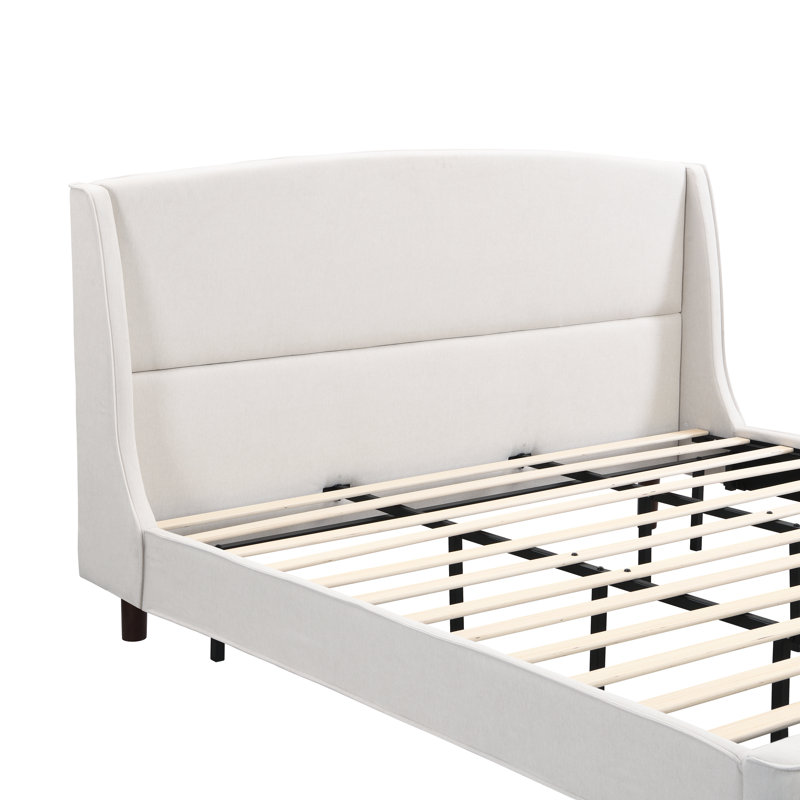 Warrick King Upholstered Platform Bed Frame with Wingback Headboard