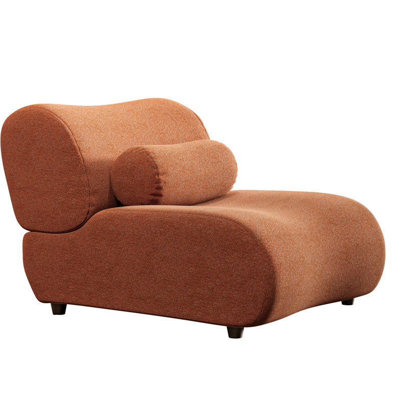 Canapé modulaire rembourré rouille orange, coussins inclinés et cylindriques à 70 °, chenille modulaire moderne pour les grands espaces, canapé de salon spacieux, bureau à domicile confortable avec, coussins en orange, pièce,