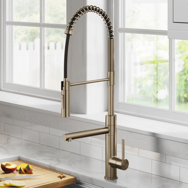 Artec Pro Commercial Style Pull-Down Single Handle Kitchen Faucet with Pot Filler, Bronze