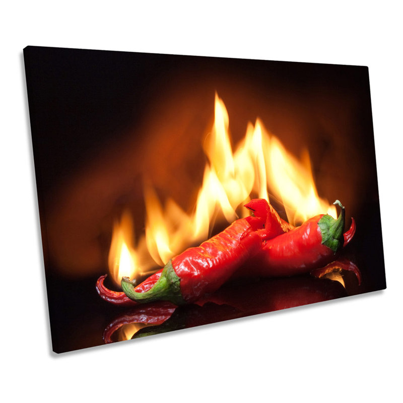 Kitchen Flaming Hot Chilli - Wrapped Canvas Print, 91.4cm H x 137.2cm W x 4cm D