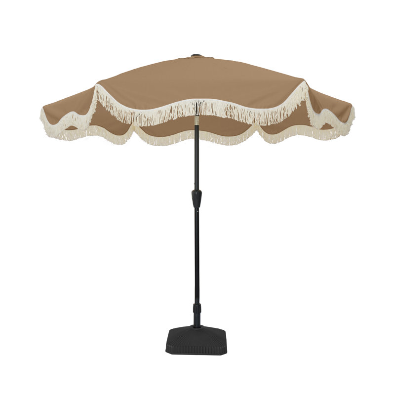 Benvenuta 101.97 " W Octagonal Tilt Market Umbrella with Crank Lift , Counter Weights Included, Tan