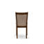 L'ensemble de table de cuisine 5 pièces comprend une table de salle à manger à piédestal et 4 chaises de salle à manger en lin brun clair avec dossier rembourré - noyer antique-968869386-968869431-944740635