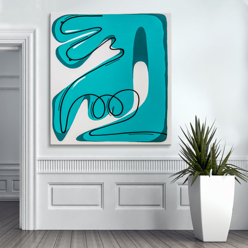 One of a Kind Art Original Painting Thinking About You by  - Wrapped Canvas